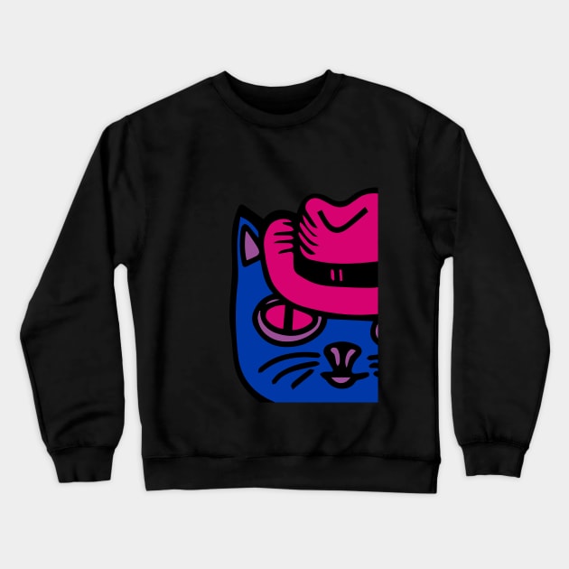 Cat in bisexual pride colors Crewneck Sweatshirt by teesdottop